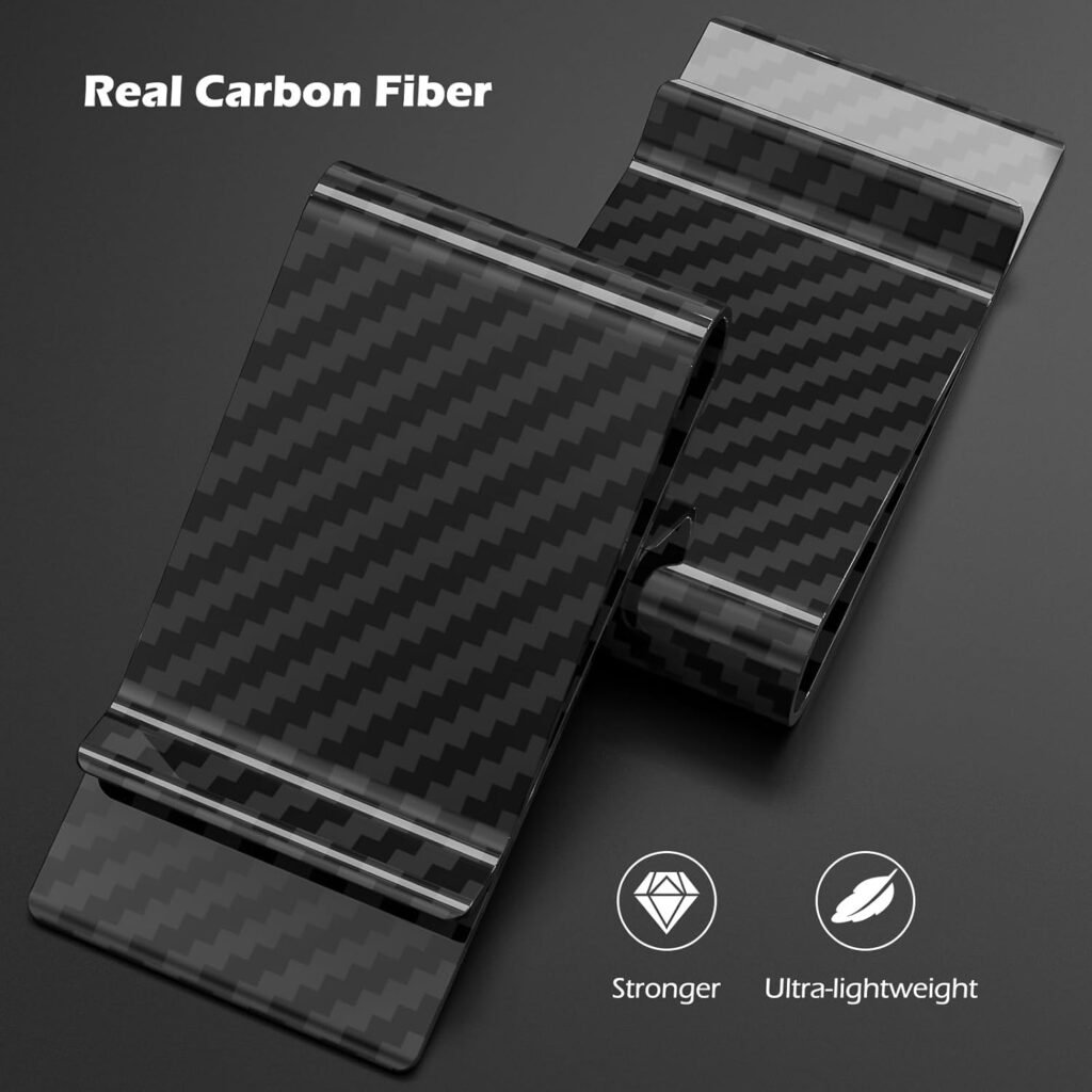 Travelambo Carbon Fiber Money Clip Front Pocket Wallet Minimalist Wallet Slim Wallet Credit Business Card Holder (CB black)