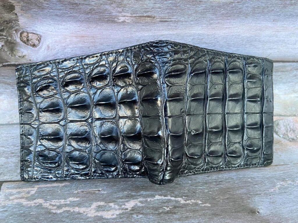 Genuine Black Crocodile Alligator Leather Bi-fold Wallet For Men, Handmade Leather Wallet Men, Gift For Him, Customize Wallet