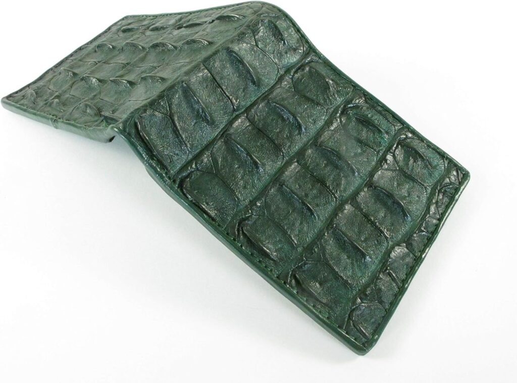 Genuine Crocodile Alligator Backbone Skin Bifold Wallet (Black)