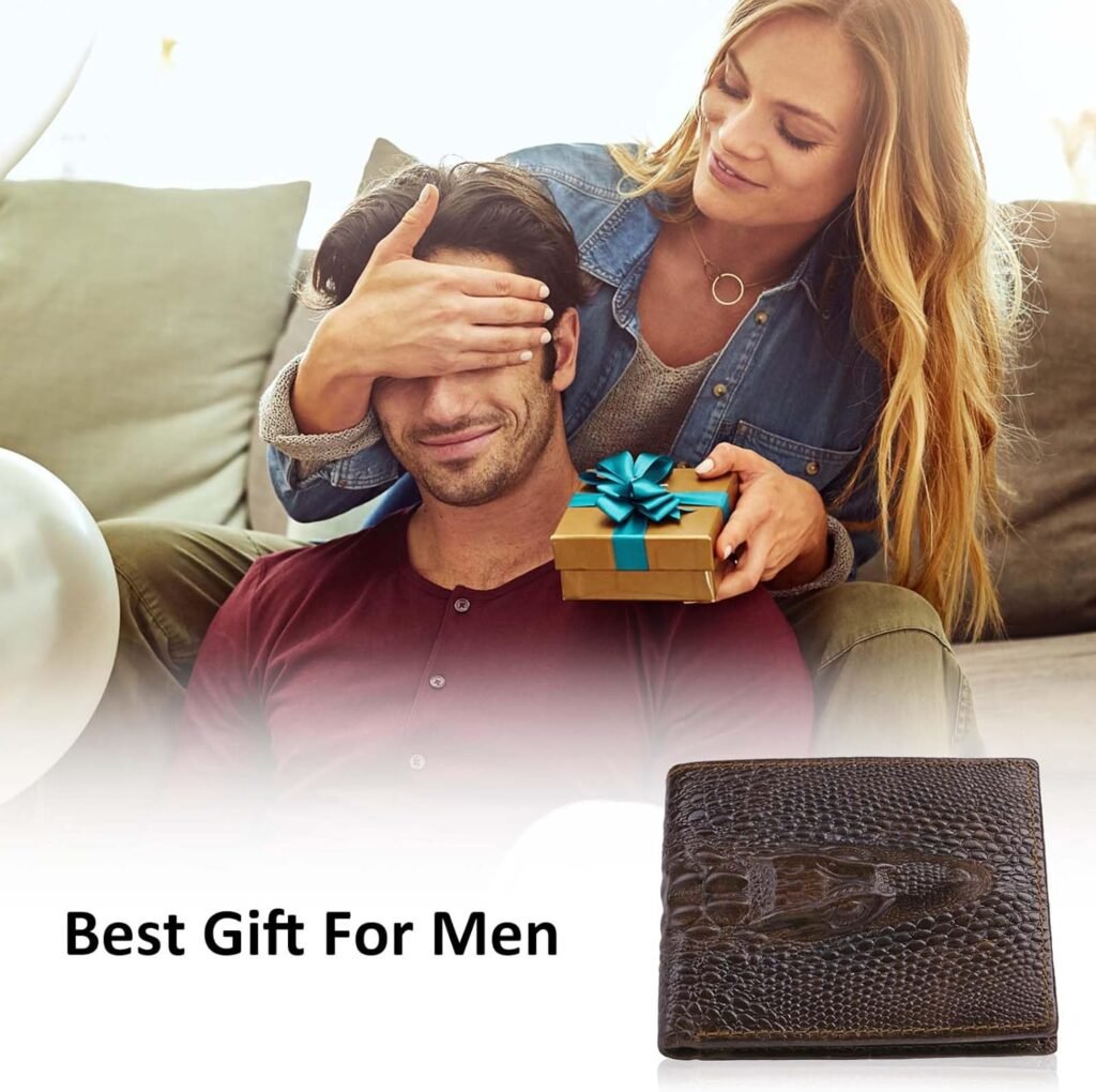 Itslife Mens Bifold Wallet with 3D Alligator Pattern,Leather Wallets for Men RFID Blocking,Gift Wallet for Men (Alligator Brown)