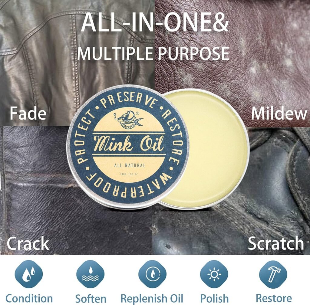 Mink Oil for Leather Boots, Leather Conditioner Cleaner Waterproof Soften and Restore