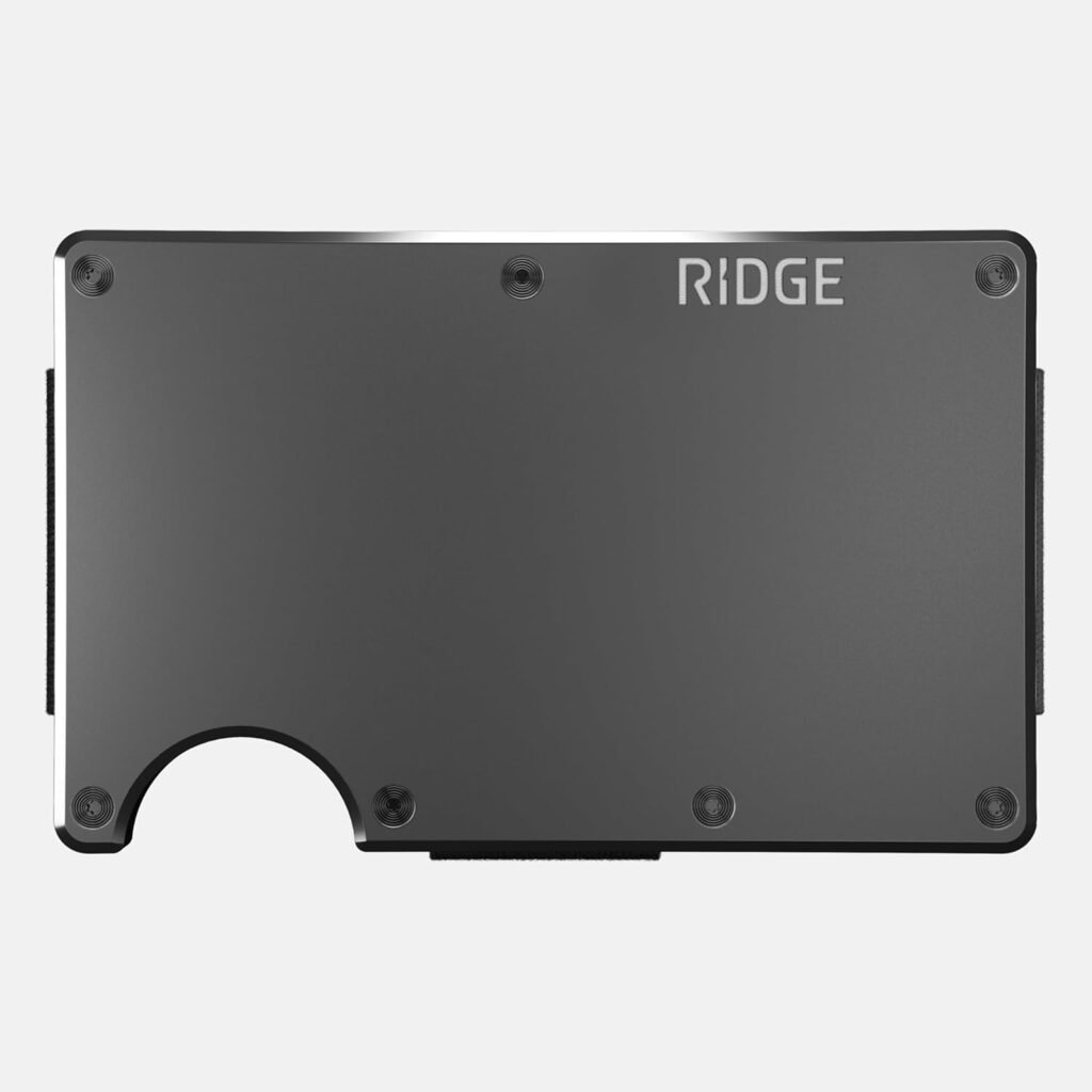 The Ridge Wallet For Men, Slim Wallet For Men - Thin as a Rail, Minimalist Aesthetics, Holds up to 12 Cards, RFID Safe, Blocks Chip Readers, Aluminum Wallet With Money Clip (Gunmetal)