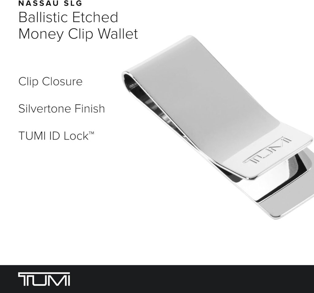 TUMI - Nassau Ballistic Etched Money Clip Wallet with RFID ID Lock for Men - Silver