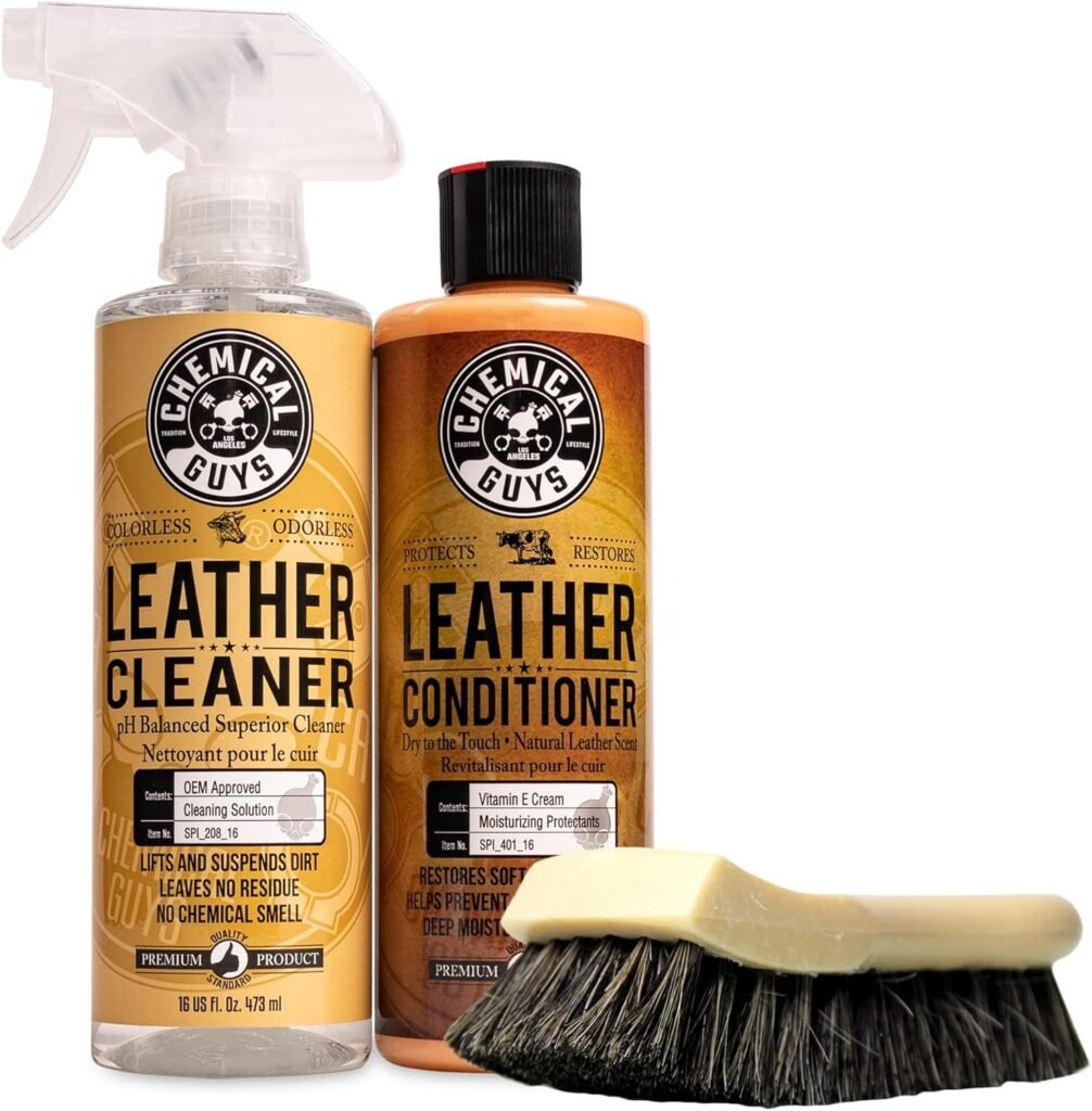 Chemical Guys SPI_109_04 Leather Cleaner and Conditioner Complete Leather Care Kit for Use on Car Interiors, Leather Apparel, Furniture, Shoes, Boots, Bags  More (2 - 4 fl oz Bottles)