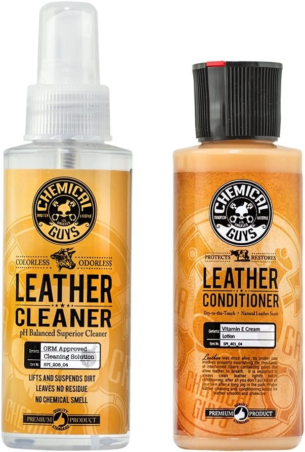 Chemical Guys SPI_109_04 Leather Cleaner and Conditioner Complete Leather Care Kit for Use on Car Interiors, Leather Apparel, Furniture, Shoes, Boots, Bags  More (2 - 4 fl oz Bottles)