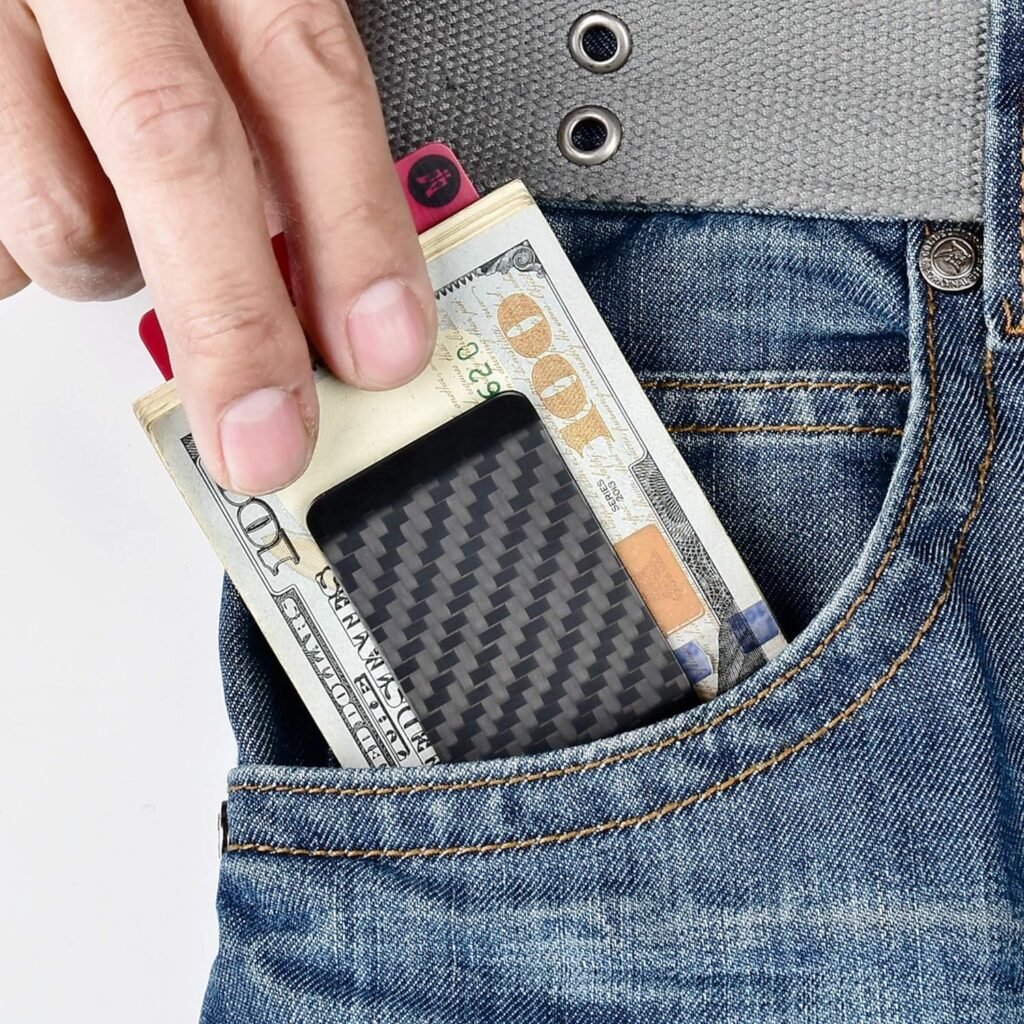 kinzd Carbon Fiber Money Clip Wallet Credit Card Holder Mens Slim Front Pocket Wallet