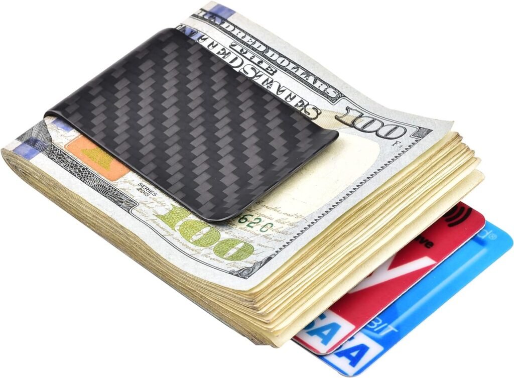 kinzd Carbon Fiber Money Clip Wallet Credit Card Holder Mens Slim Front Pocket Wallet