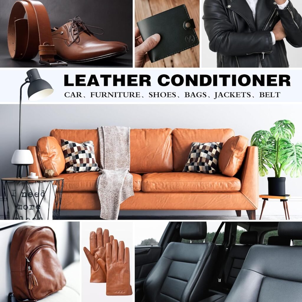 Leather Conditioner Mink Oil - Leather Vinyl Polish Waterproof Soften for Work Boots Car Seat Interior Furniture Couches Shoes Bags Jacket Wallets Sofa Products Care Cream 100ML/3.4OZ