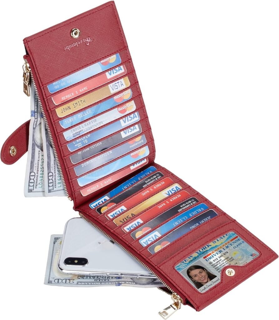 Travelambo Womens Wallet RFID Blocking Bifold Multi Card Case Wallet with Zipper Pocket Crosshatch (Purple Deep)