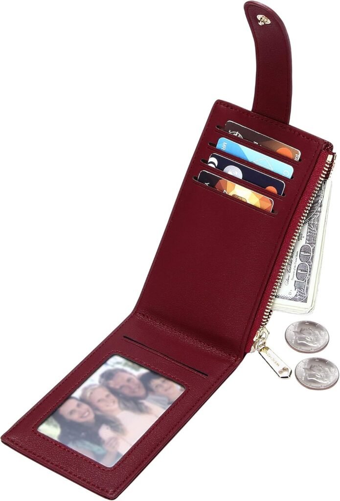 Badiya RFID Card Holder Wallet for Women Slim Wallets Bifold Multi Card Case Zipper Coin Purse