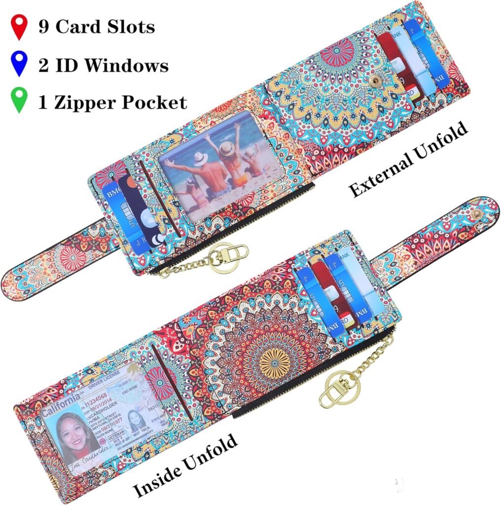 Badiya RFID Card Holder Wallet for Women Slim Wallets Bifold Multi Card Case Zipper Coin Purse