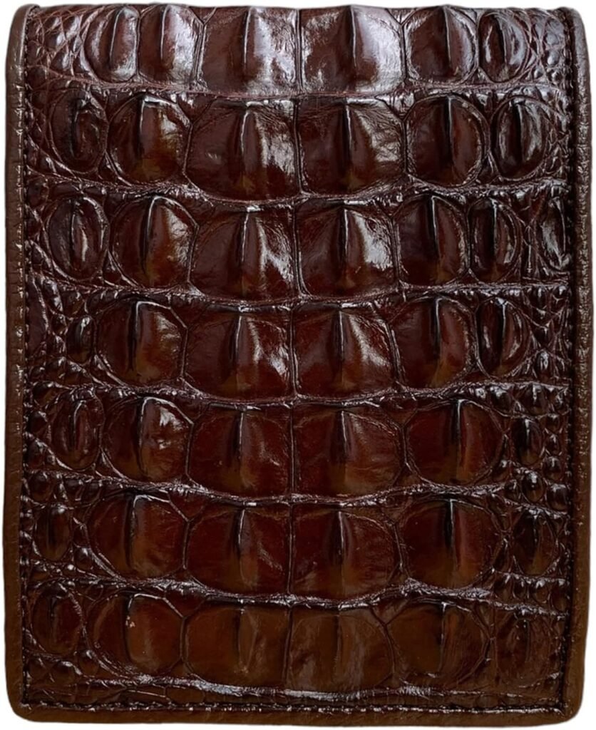 Genuine alligator wallet mens, real crocodile bifold Mens wallet (Brown double side alligator hornback skin)