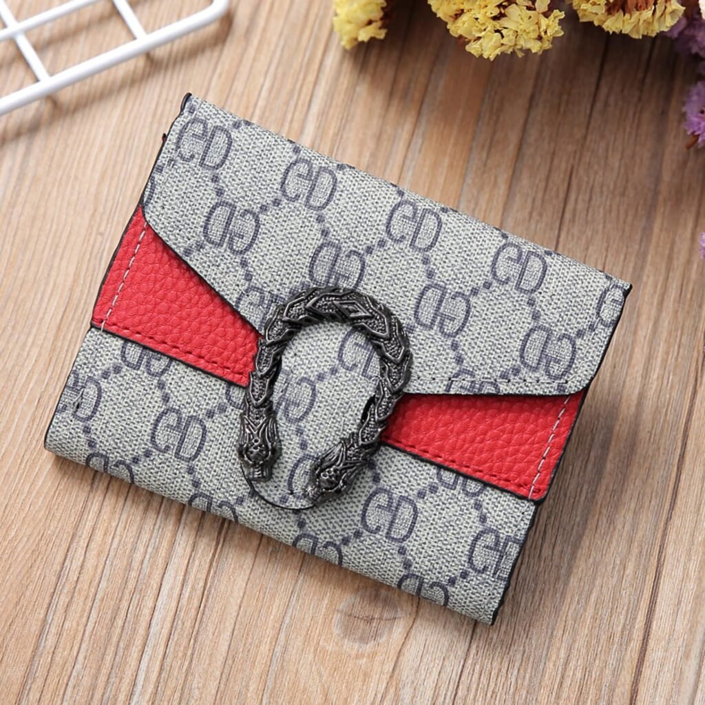 Compact Retro Short Tri-Fold Wallet with Unique Portable Coin Purse for Men and Women-Red