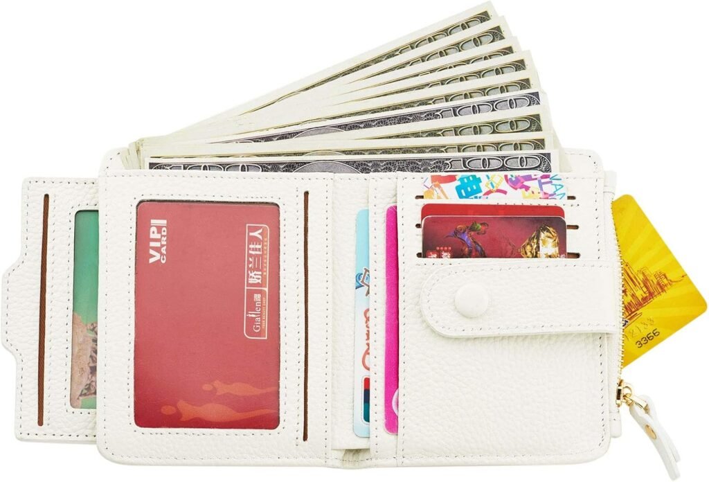 Womens RFID Mini Soft Leather Bifold Wallet With ID Window Card Sleeve Coin Purse