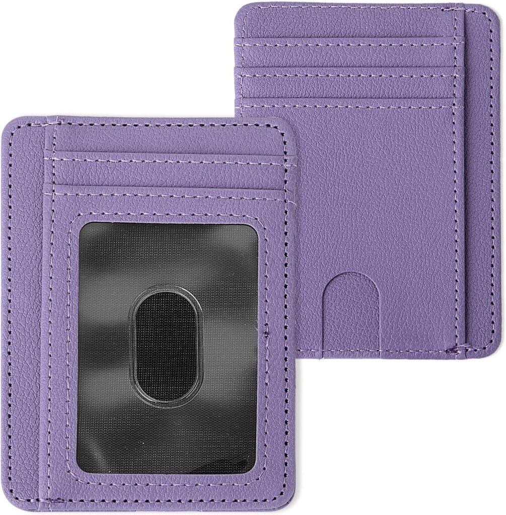 Giantree RFID Blocking Credit Card Case Holder, Slim Credit Card Sleeves ID Case Leather Wallet Coin Identity Credit Card Holder for Women Men(Purple)