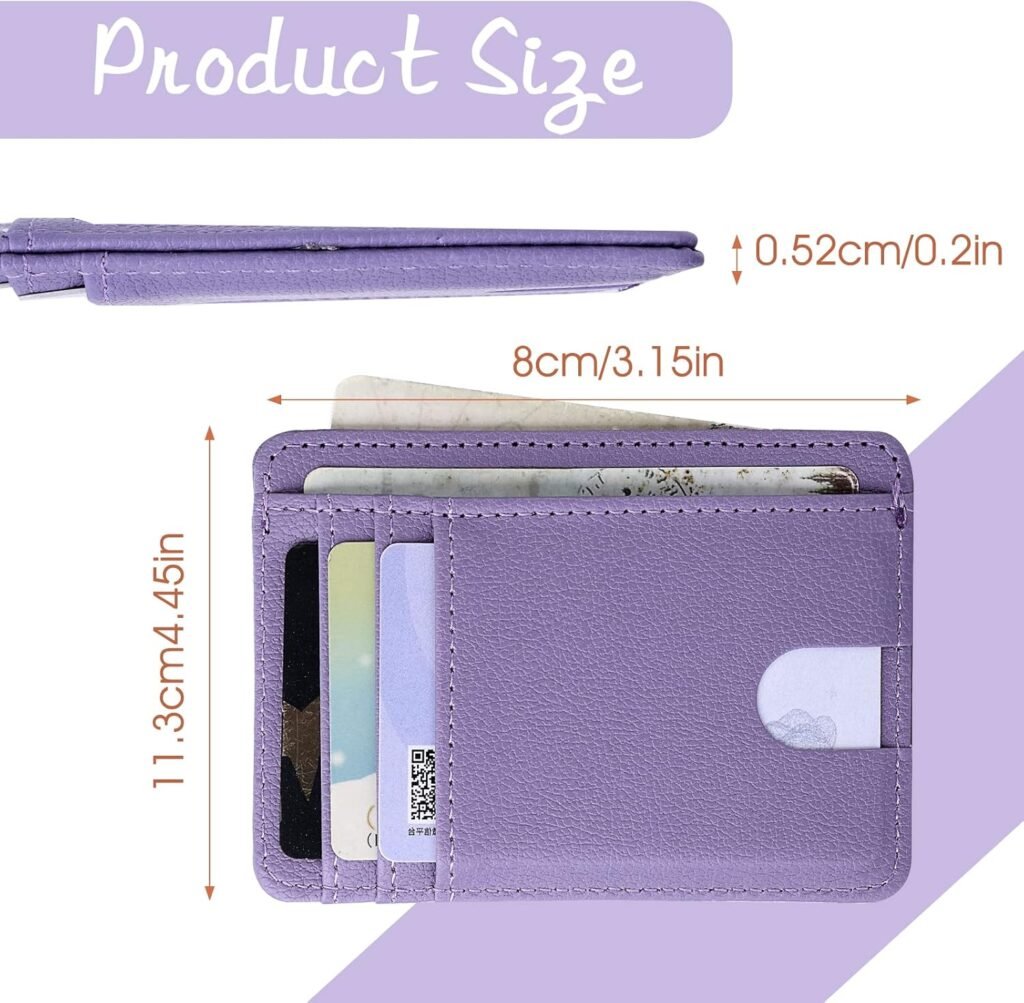 Giantree RFID Blocking Credit Card Case Holder, Slim Credit Card Sleeves ID Case Leather Wallet Coin Identity Credit Card Holder for Women Men(Purple)