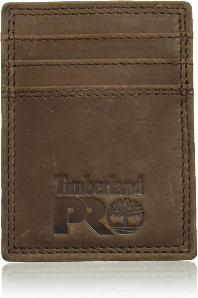 Timberland PRO Mens Leather Front Pocket Wallet with Money Clip Accessory