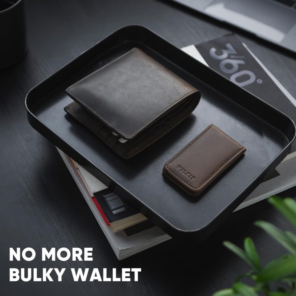 VULKIT Magnetic Money Clip Leather Money Holder Minimalist Design Holds Up to 15 Cash